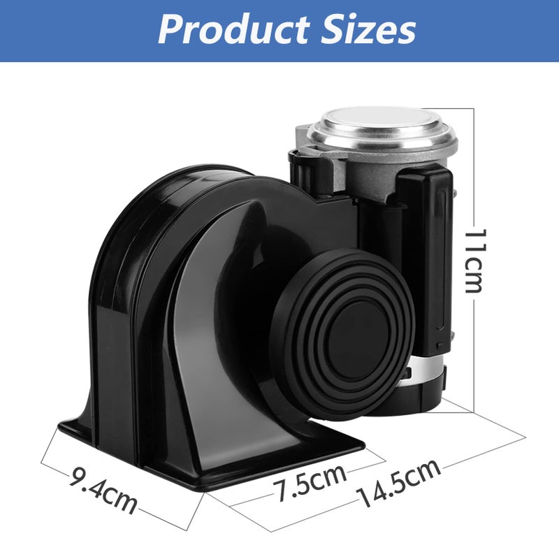 HK Train Horn Air Horn for Truck, 12V 150DB Snail Electric Train Horn with Automotive Relay and Wiring Harness for Any 12V Vehicles Trucks Motorcycle, Black - Image 3